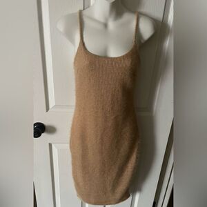 Women’s gold knit fuzzy shimmer tank top dress size small